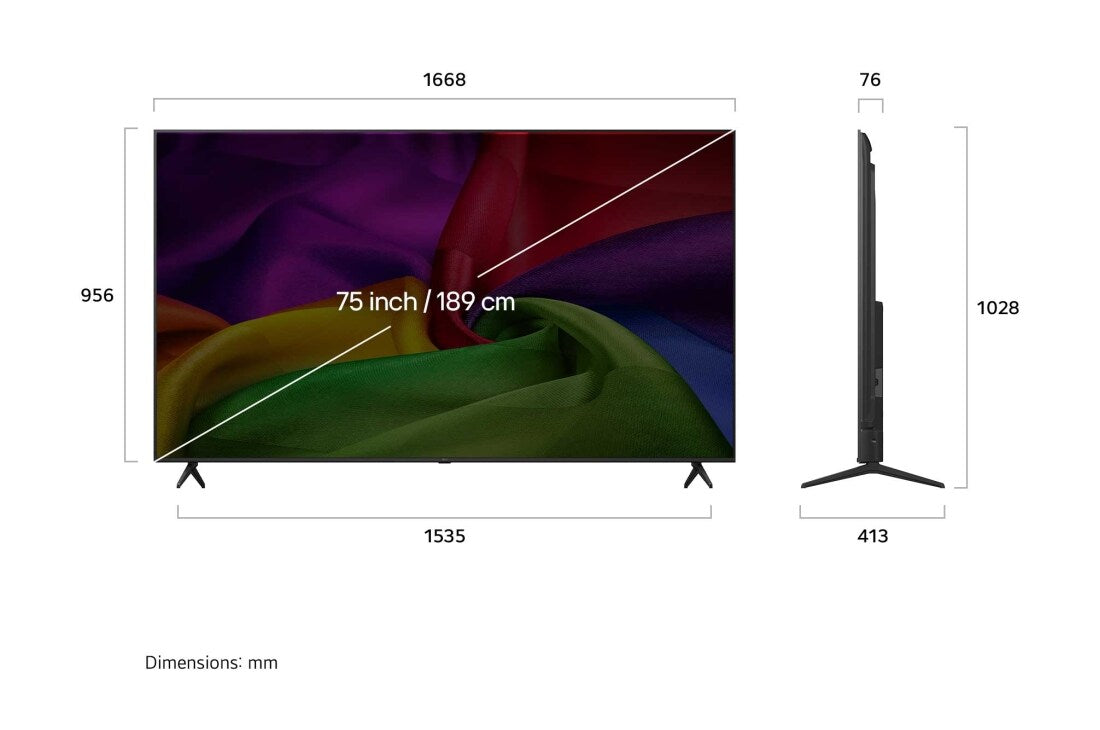 LG TV 75” 75NU800B3LA.AEUQ, 4K UHD, Smart TV, webOS