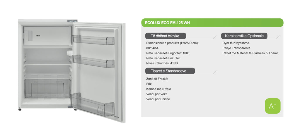 Frigorifer Montues Ecolux – ECO FM125 WH