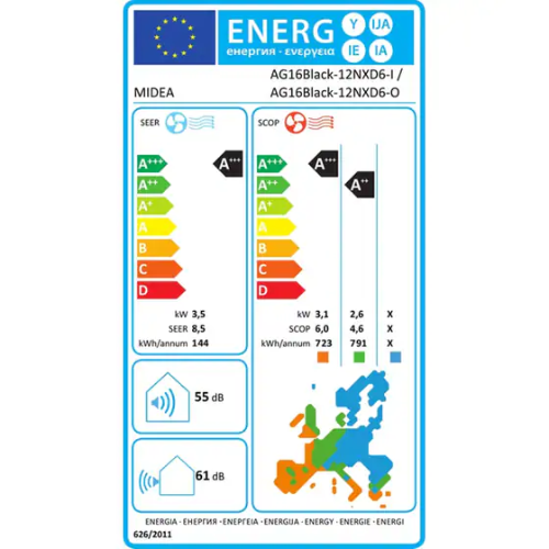 MIDEA AG16Black-12NXD6-I Klime Montuese Black Crystal