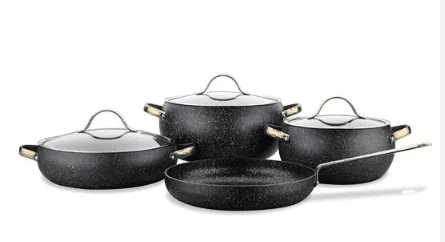 KORKMAZ A2610 BERILLA SET TENGJERE 7PCS GRANIT ZI-GOLD Imazhi kryesor