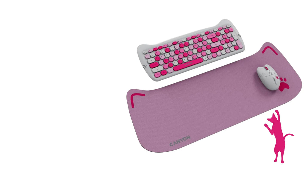 CANYON HSET-W6EN keyboard-mouse kitty edition PINK