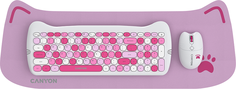 CANYON HSET-W6EN keyboard-mouse kitty edition PINK